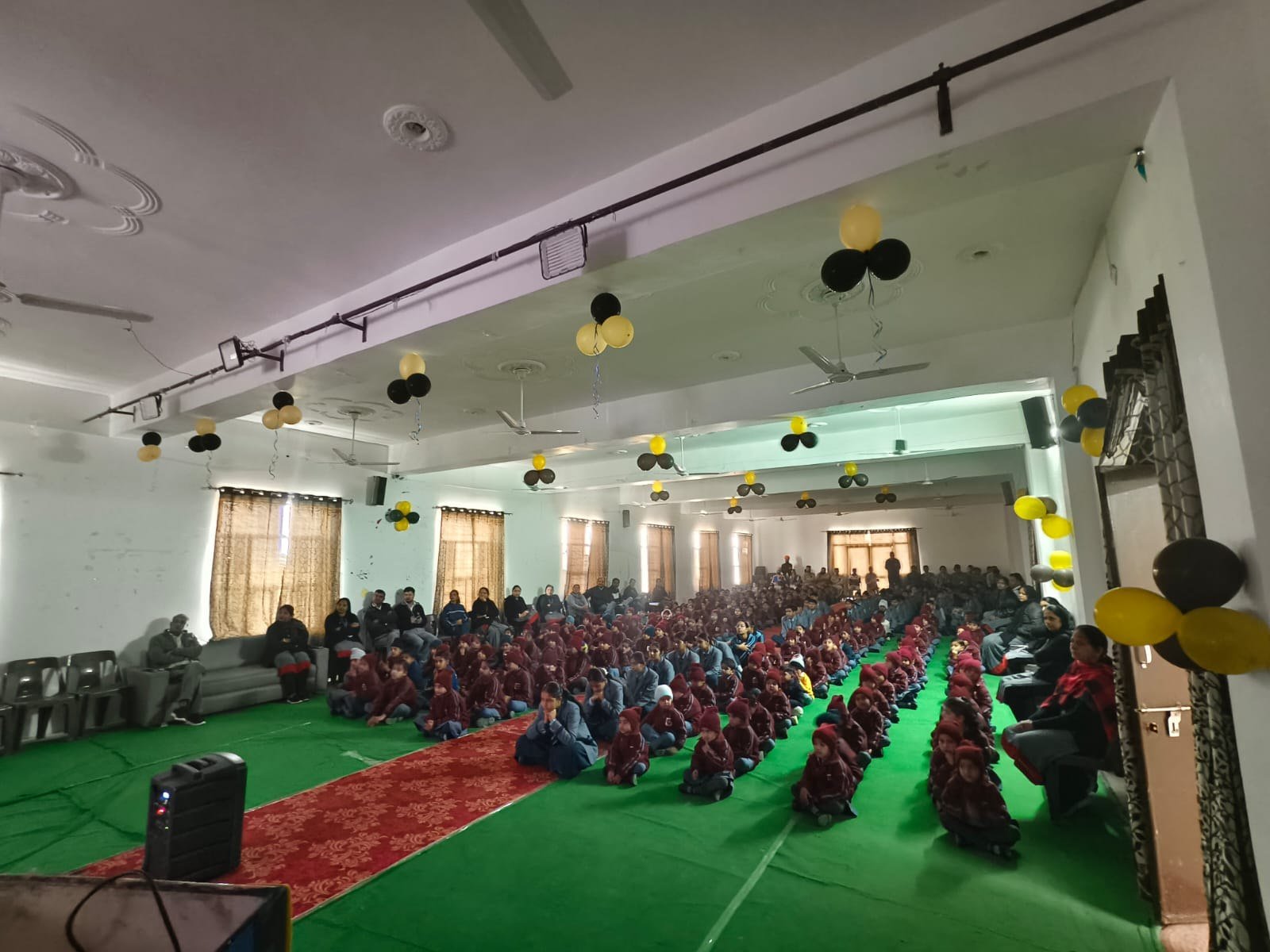 School hall prepared for an event